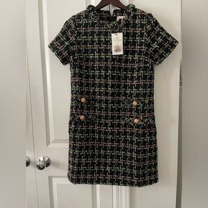 Tuckernuck Black and Green Tweed Mini Dress